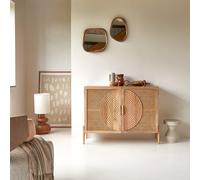 Sina - Solid mango and rattan sideboard 115 cm Natural