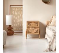 Sina - Solid mango wood and rattan bedside table Natural
