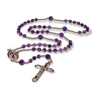 Sinai Rosaries Our Lady Rosary Beads Catholic for Women, Miraculous Medal original Amethyst and Stainless Steel Rosary