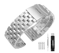 SINAIKE 18mm/20mm/22mm/24mm/26mm Brushed Metal Watch Bands for Men Women Solid Stainless Steel Watch Band Watch Bracelet Strap Deployment Double FlipLock Buckle Black Silver Blue, 22 mm, stainless