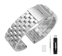 SINAIKE 18mm/20mm/22mm/24mm Metal Brushed Chain Watch Band Solid Stainless Steel Watch Bracelet Strap, Compatible with Most Traditional Watches for Men and Women Silver/Black/Blue, 20mm, Stainless