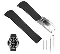 SINAIKE 18mm 20mm 22mm Silicone Watch Band Black Rubber Watch Bands, Tapered Curved End Watch Strap for Moonswatch, No Gap Watch Replacement for Men Women with Classic Diving Buckle Multiple Colors