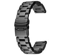 SINAIKE 22mm 24mm 26mm Black Silver Super Thick 5.5mm Average Brushed Stainless Steel Straight Ends Watch Band for Men Diver Double Lock Buckle (Black, 22mm)