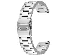 SINAIKE 22mm 24mm 26mm Black Silver Super Thick 5.5mm Average Brushed Stainless Steel Straight Ends Watch Band for Men Diver Double Lock Buckle (Silver, 20mm)