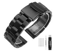 SINAIKE Brushed Metal Watch Band for Men Women Stainless Steel Watch Bracelet Straps 18mm/20mm/22mm/24mm/26mm Deployment Double FlipLock Buckle Black or Silver, Blue, Gold, Black, 20mm, Bracelet