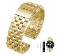 SINAIKE Brushed Metal Watch Bands for Men Women Solid Stainless Steel Watch Band 18/20/22/24/26mm Watch Bracelet Strap Deployment Double Lock Deployment Buckle Black Silver Blue Gold, Gold, 22 mm