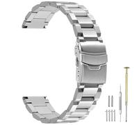 SINAIKE Quick Release Brushed Metal Bracelet for Men and Women Stainless Steel Bracelets 18mm/20mm/22mm/24mm/26mm with Double FlipLock Clasp Black or Silver, Blue, Gold, Silver (screw-in), 20mm