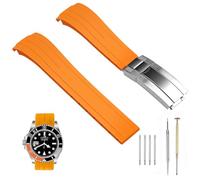 SINAIKE Soft 22mm Silicone Watch Band Orange Rubber Watch Bands, Tapered Curved End Watch Strap for Moonswatch, No Gap Watch Replacement for Men Women with Classic Diving Buckle