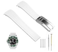 SINAIKE Soft 22mm Silicone Watch Band White Rubber Watch Bands, Tapered Curved End Watch Strap for Moonswatch, No Gap Watch Replacement for Men Women with Classic Diving Buckle