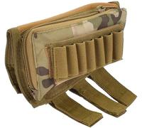 SINAIRSOFT Buttstock Shell Holder, Tactical Shell Holder for Shotgun Rifle Cheek Rest Pouch，2-Way Double Zipper Utility Pouch MC