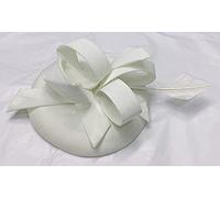 Sinamay Fabric Pillbox Hat Headband Abstract Loops Structure One Long Feather Fascinator Ascot Hatinator Races UK (Ivory Cream)