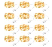 SINAMER 12 Pack Fairy Lights Battery Operated String Lights, 7ft 20 LEDs | Waterproof, Copper Wire, Firefly Starry String Light, For DIY Wedding Party Bedroom Christmas，Warm White