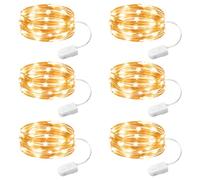 SINAMER 6 Pack Fairy Lights Battery Operated String Lights, 7ft 20 LEDs | Waterproof, Copper Wire, Firefly Starry String Light, For DIY Wedding Party Bedroom Christmas，Warm White