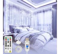 SINAMER Curtain Lights Indoor, 3m×3m 300LED Tangle-Free Fairy Lights with Remote & DIY Timer, USB Plug in 8 Modes Hanging Twinkle String Lights for Bedroom Christmas Wedding Party, White