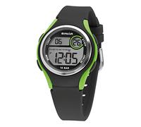 SINAR XE-64-3 Boys' Kids Watch Sports Outdoor Digital Quartz 10 Bar with Silicone Strap and Light Black Green, Green, Strap.