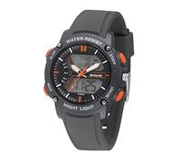 SINAR Youth Sports Watch Boys Analogue Digital Quartz 10 Bar with 5 Alarms, EL Light and Silicone Strap Anthracite Orange XW-27-9, gray, Sporty