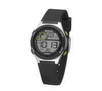 SINAR Youth Sports Watch Boys Digital Quartz 10 Bar with Alarm EL Light and Silicone Strap Black Light Green XF-68-1, black, Sporty