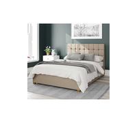Sinatra Upholstered Ottoman Storage Bed, Eire Linen Fabric Aspire Natural Small Double
