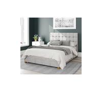 Sinatra Upholstered Ottoman Storage Bed, Pure Pastel Cotton Fabric Aspire Grey Super King