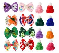 Sinbana 16pcs Mini Desk Goose Outfits, Adorable Durable Desktop Goose Cap Holiday Bow Tie and Knitted Hat Funny Animal Outfit Clothes Duck Costume Accessories for Home Office Decoration