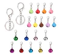 Sinbana 18pcs Pet Bells for Cat & Dog Collar, Small Jingle Bells for Puppy Kitten with 2pcs Keychains Pet Pendant Charm Safety Tracking Accessories