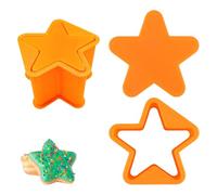 Sinbana 2 Sets Star Shaped Cake Pop Mold, Cake Pop Cutter and Pusher 3D Printed Shapes Press Set Plastic Baking Tools for Home Kitchen Birthday Parties Weddings Desserts (Orange)
