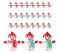 Sinbana 24pcs Mini Small Plastic Snowman Figurines, PVC Miniature Christmas Ornaments Tiny Little Snowman Statues for Fairy Garden Snow Globes & Winter Village Decor (3 Colors)