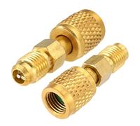 Sinbana 2pcs R32 R454B Brass Adapter, 1/4" SAE Female to 1/4" SAE Male Reverse Thread Refrigerant Adapter Low Loss Refrigerant Fittings for R32 R454B Tanks Mini Split Systems