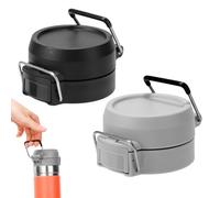 Sinbana 2pcs Replacement Lid for Stanley Quick Flip GO 24oz & 36oz, Leak-Proof Sturdy One-Touch Push Button Water Bottle Top Cover with Carrying Loop(Grey & Black)