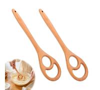 Sinbana 2pcs Wooden Danish Dough Whisk, 32cm/12.6in Handcrafted Dutch Bread Whisk for Batter One-Piece Bread Making Tools for Pastries Cakes Sourdough Pizza