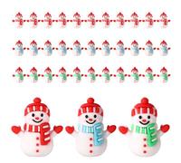 Sinbana 36pcs Mini Snowman Figurines, Miniature Christmas Figurines Tiny Snowman Statues Small Winter Ornaments for Holiday UK Xmas Party Home Table Decorations