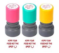 Sinbana 3pcs Hope Your Food Hit The Spot Stamp, Self-Ink Server Stamps for Checks Server Accessories for Restaurant Service Work (Green, Yellow, Pink)