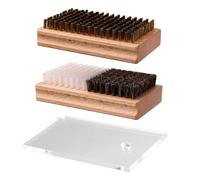 Sinbana 3pcs Ski Snowboard Wax Brush Kit, Two-In-One Horsehair Nylon Combo & Acrylic Hand Scraper Cleaning Set Accessories for Ski Snowboard