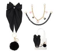 Sinbana 4pcs Tote Bag Decor Kit for Bogg Yeti, Includes Bow & Pom Pom & Chains Stylish Purse Shoulder Handbag Charms Ornament Compatible with Bogg YETI Camino 20/35/50 Handbag