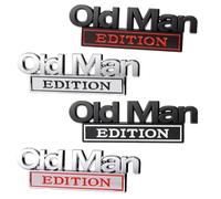 Sinbana 4pcs Weatherproof Old Man Edition Emblems, 3D Metal Badges with Matching Stickers Side Rear Tailgate Bumper Nameplate Decals for Car Truck Fender