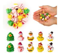 Sinbana 50pcs Christmas Resin Ducks, 5 Design Mini Novelty Tiny Ducks Christmas Tree, Snowman, Santa Claus, etc Small Decoration Festival Stocking Stuffers for Miniature Landscape Garden