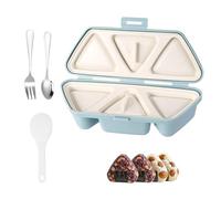 Sinbana 6 in 1 Onigiri Mold, Blue PP Triangle Rice Ball Maker Kid for Sushi & Musubi with Rice Scoop Fork & Spoon for Bento Lunch