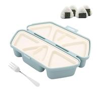 Sinbana 6 in 1 Onigiri Mold, Triangle Sushi Mold with Fork Multifunctional Rice Ball Maker for Musubi Quick Make Easy Clean & Store, 6pcs at Once (Blue)