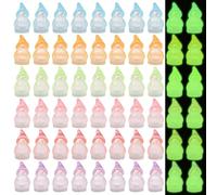 Sinbana 60pcs Luminous Mini Resin Gnomes, 6 Colors Glow in The Dark Miniature Gnomes Figurines Mini Resin Figures Tiny Decoration for Outdoor Patio Plant Pot Decor Small Fairy Garden Accessories