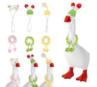 Sinbana 6pcs 7 Inch Desk Goose Outfits, 3 Mini Desk Goose Hats & 3 Collar Cute Knitted Animal Hats with Adjustable Strap Tiny Headwear Accessories for Magnetic Geese Statue