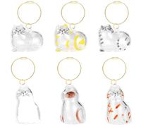 Sinbana 6pcs Cat Hair Holder Keychain Bottle, 6 Styles Pet Fur Keepsake Key Ring Fur-Ever Loved Memorial Pendant Pet Hair Storage Bottle for Cat Lover Collecting Gift