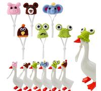 Sinbana 6pcs Mini Desk Goose Knitting Hats, 7 Inch Mini Knitting Hats Small Desk Adjustable Magnetic Desktop Gooses Outfits Clothes for Magnetic Goose Statue Knit Hat Accessory