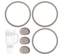 Sinbana 6pcs Replacement Parts for Ninja BlendBOSS Personal Smoothie Blender Tumbler 26oz, 3pcs Silicone Gasket Seal O Ring & 3pcs Spill Stopper Plugs for Ninja Blend BOSS Personal Blender (Gray)