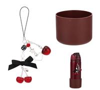 Sinbana Black Cherry Charm & Silicone Boot Bottom for Owala 32oz Water Bottle, Aesthetic Water Bottle Decorations Accessories for Owala FreeSip Tumbler