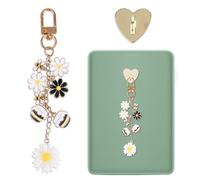 Sinbana E-Book Charm Set, 15.2x2.5cm/6x1in Adorable E-Reader Charm Chain with Heart-Shaped Hook Daisy Design Chain for Kindle e-Book & Cellphone Accessories(Honey Style)