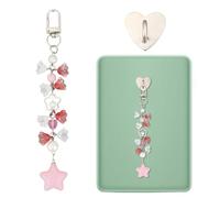 Sinbana E-Book Charm Set, 6x1in Adorable E-Reader Charm Chain with Heart-Shaped Hook Pink Star Design Chain for Kindle e-Book & Cellphone Accessories