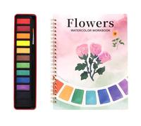Sinbana Floral Watercolor Workbook, Beginner Friendly Flowers Watercolor Coloring Workbooks Follow Along Painting Book for Drawing Beginners Kids Teens Adults