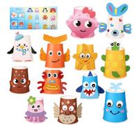 Sinbana Kids Toddlers Cartoon Ocean Animals Paper Cup Craft Set
