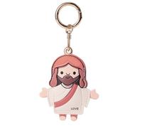 Sinbana Leather Keyring Holder Case, Cute Protective Cover Compatible with Airtag Anti-Scratch GPS Tracker Case for Keys Backpack Wallet (Jesus Style)