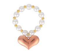 Sinbana Pearl Necklace for Doll, Doll White Pearl Necklace with Heart Charm Jewelry for 6.69in/17cm Plush Dolls Outfit Decoration Accessories